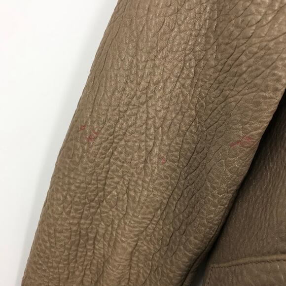 Rebecca Minkoff Wolf Moto Biker Jacket M Asymmetrical Zip Pebbled Leather Stone - Picture 9 of 12